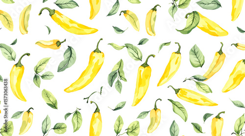 Watercolor pattern pepper on white background vector	