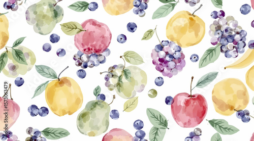Watercolor vegetables pattern on white background