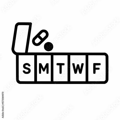 Weekly pill case with proper dosage. Treatment adherence