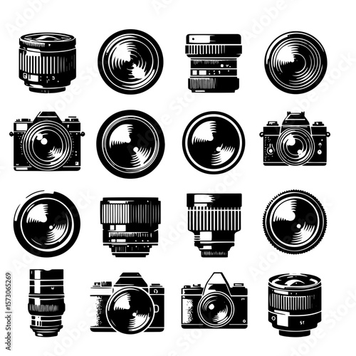 set of vintage cameras