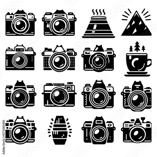 set of retro cameras