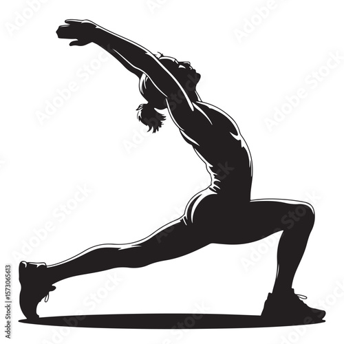 Yoga silhouettes vector art featuring people exercising with healthy body poses