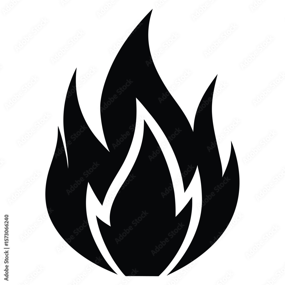 Flames An iconic representation of fire shows in black color on transparent background Flames An iconic representation of fire shows in black color on transparent background