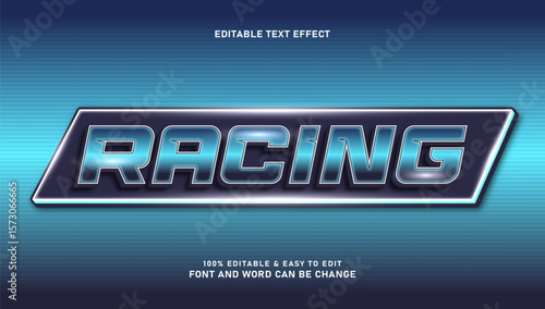 Racing text effect with editable 3d style