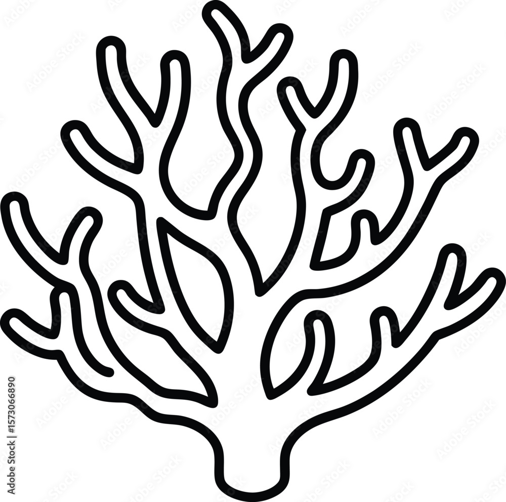 Obraz premium coral reef icon vector line art on transparent background