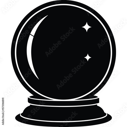 Monochrome magic ball reveals two shiny stars amidst the darkness of destiny and the future