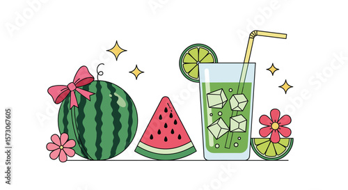 Refreshing summer drinks and sweet watermelon delights for a tropical getaway
