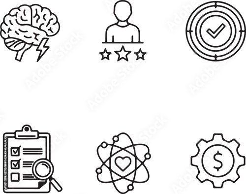 Boosting Brainpower Icons for Cognitive Enhancement, Personal Development, and Strategic Goals
