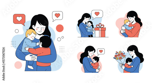 Celebrating maternal love tender moments of mothers embracing their children with warmth and affection