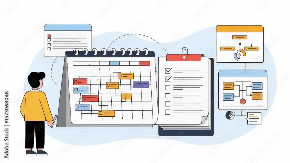 Animated video of time management and task planning with calendar ...