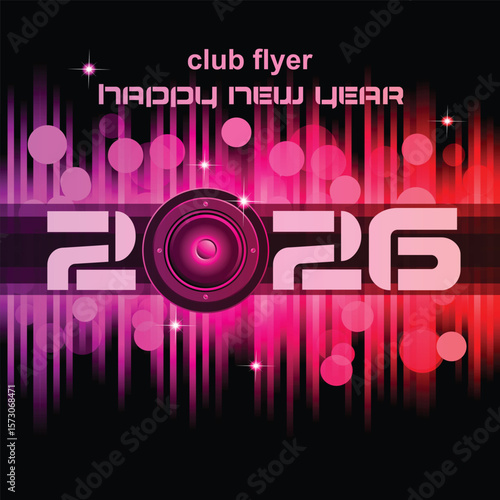 Disco club flyer with colorful elements. Ideal for poster and music background.