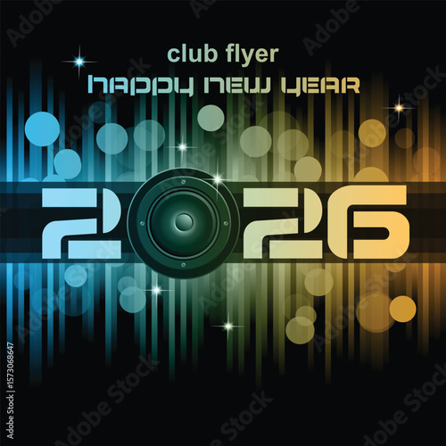 Disco club flyer with colorful elements. Ideal for poster and music background.