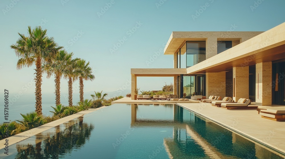 Obraz premium Luxurious beachfront villa with infinity pool