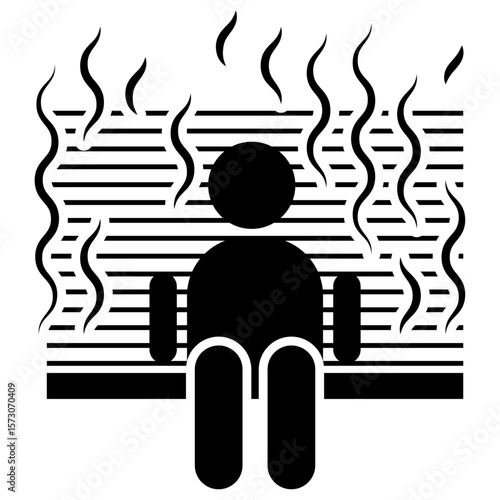 sauna icon, dry heat and hot steam room.