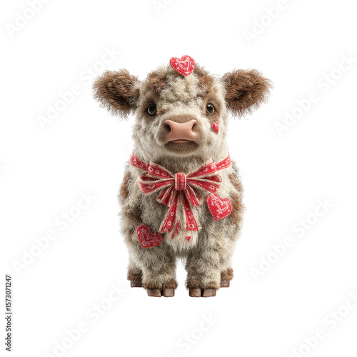 Adorable Valentine's Day Calf with Heart Decorations