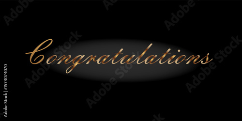 Congratulations text. Golden Congratulations letters on black background. Handwritten modern brush lettering.
