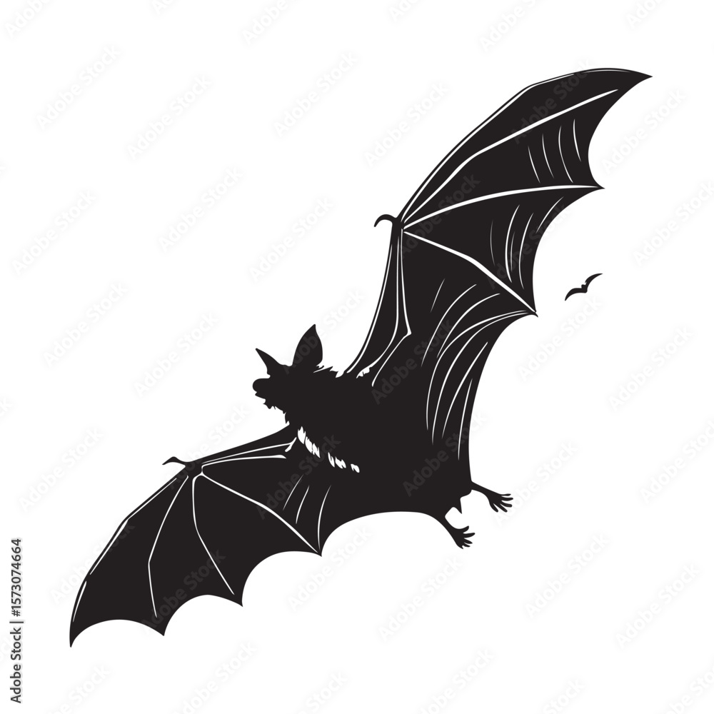 Fototapeta premium Black silhouette flying bat Halloween vector image