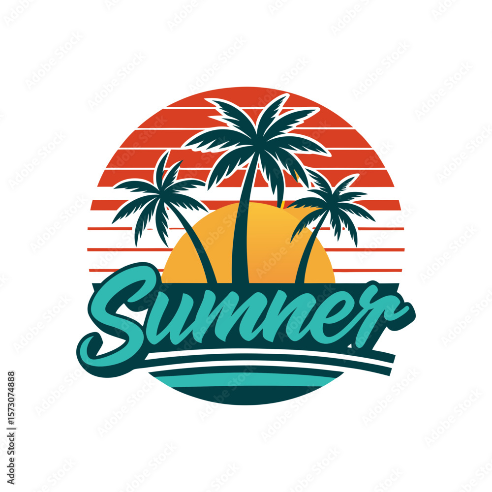 Obraz premium letting back summer beach logo 9 set illustration vector art