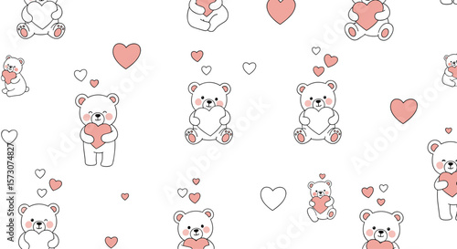 Charming adorable teddy bears with sweet hearts perfect for valentine's day and romantic celebrations