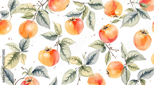 Watercolor background pattern mango on white background	