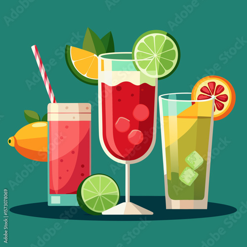 Refreshing Summer Cocktails with Citrus Fruits and Ice