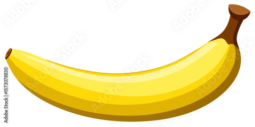 Single Ripe Yellow Banana Isolated on White Background