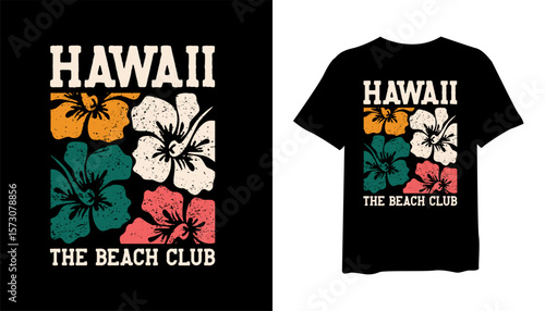 Hawaii t-shirt design. hibiscus t shirt design. t-shirt design vector for print. logo design vector illustration. quotes for t shirt