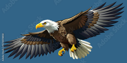 Majestic Bald Eagle in Flight Wings Spread Wide