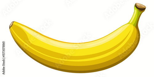Single Ripe Yellow Banana Isolated on White Background