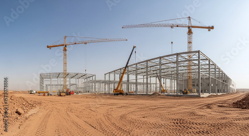 Large Scale Construction Site Steel Building Development