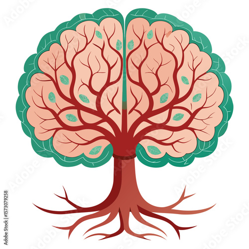 Brain Tree of Knowledge Growth Mind Map Concept Illustration