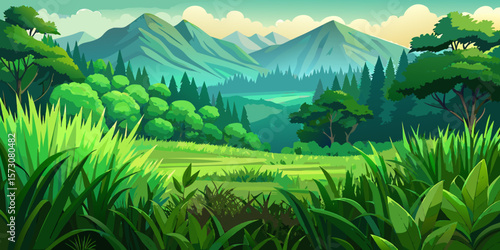 Vibrant Mountain Forest Landscape