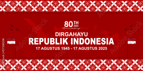 Dirgahayu Republik Indonesia – 17 Agustus 2025. Translation Happy Anniversary of Republic of Indonesia – August 17, 2025). An elegant vector design to celebrate Indonesian Independence Day