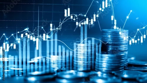 Rising graph over coin stacks