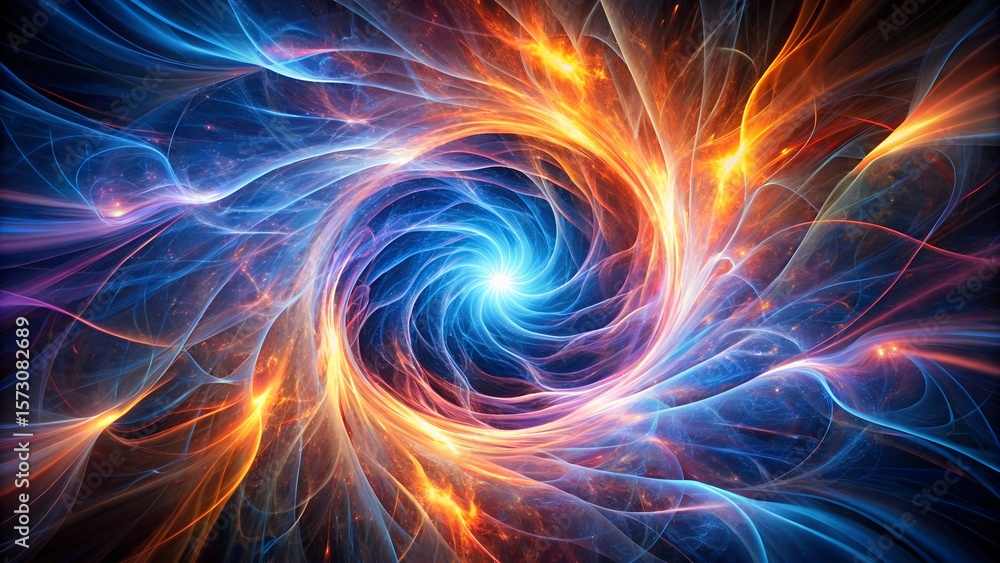 Abstract Energy Vortex with Swirling Blue and Orange Plasma Waves Abstract Energy Vortex with Swirling Blue and Orange Plasma Waves