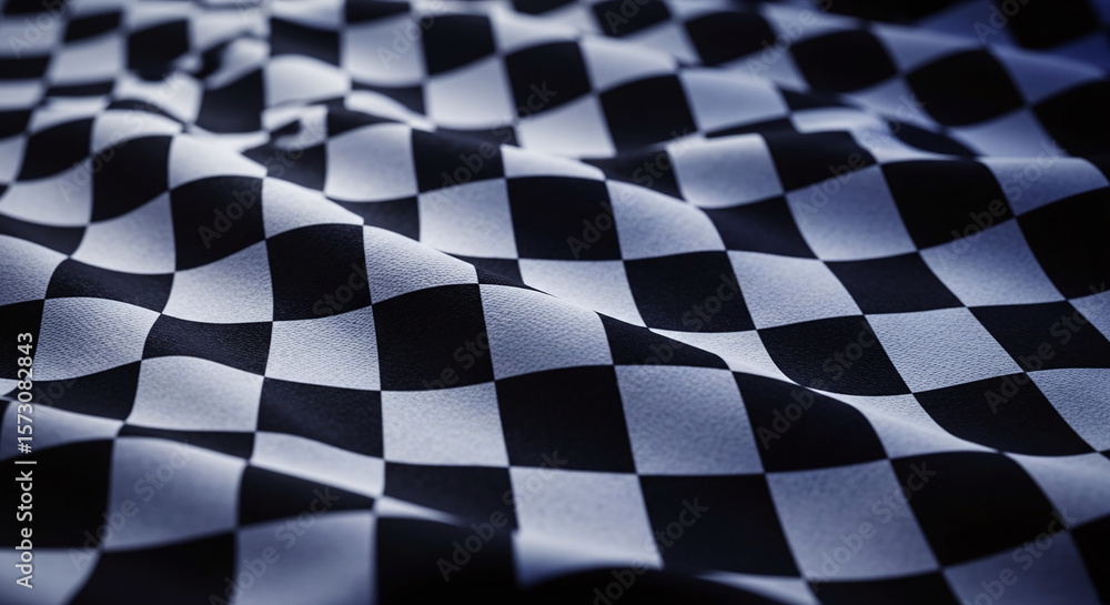 Fototapeta premium Waving Checkered Flag Race Finish Line Symbol Pattern Texture