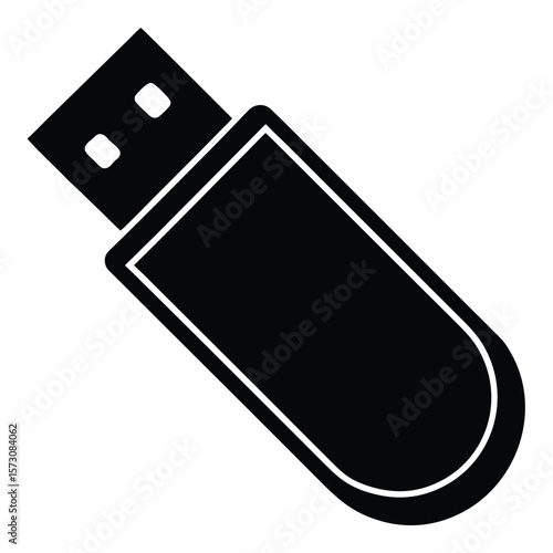 Sleek black USB flash drive offers reliable data storage with a clean outline