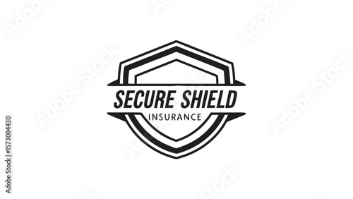 Secure shield insurance company logo emblem in black and white