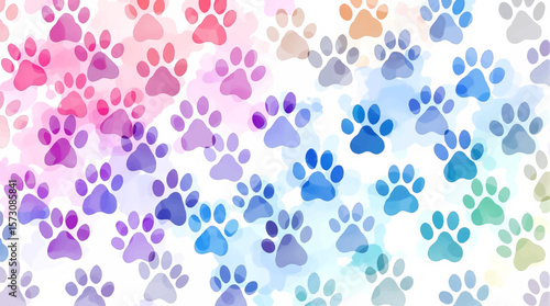 Vibrant Watercolor Paw Prints: A Colorful Canine Canvas	