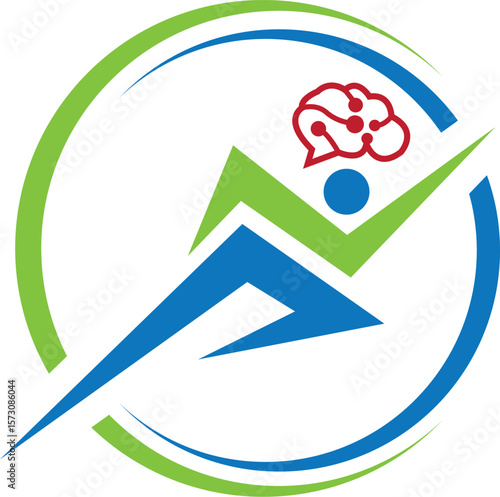 Modern human circle brain icon or Creative and elegant vector logo design