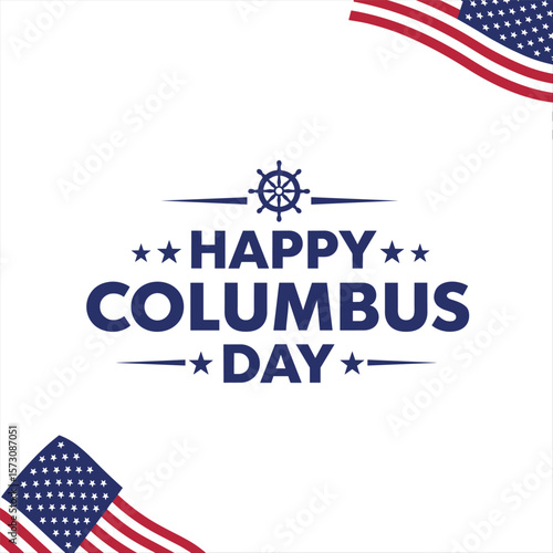 Columbus Day copy space Background Celebration with America flag and Columbus ship silhouette