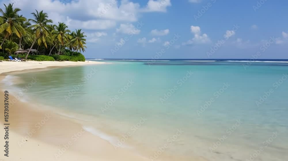 Tropical beach paradise white sand turquoise water palm trees Tropical beach paradise white sand turquoise water palm trees