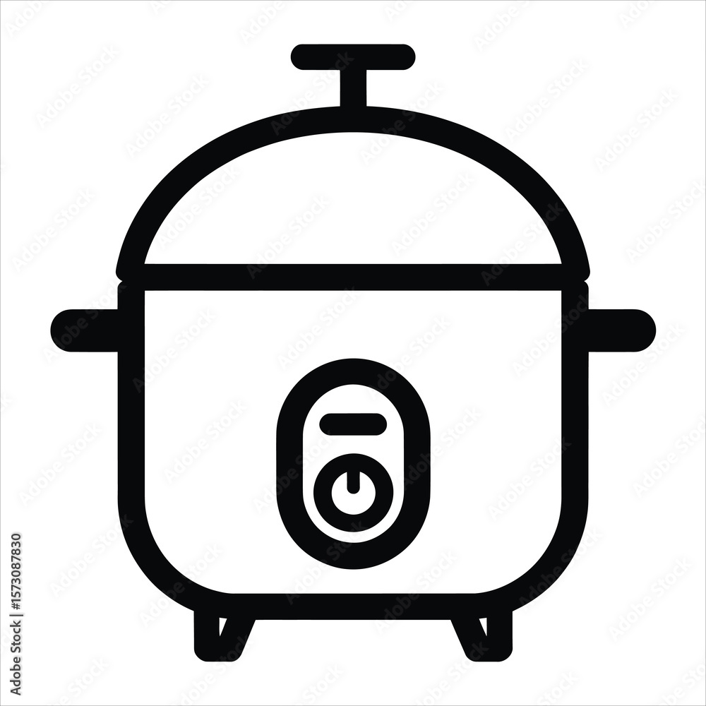 Obraz premium Electric Cooker Icon Simple Line Art Illustration for Kitchen Appliances