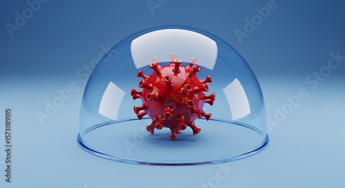 Wallpaper Mural Virus or bacteria cell contained under a glass dome, symbolizing quarantine and protection. (AI Generated) Torontodigital.ca