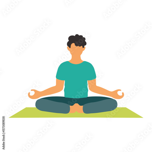 Illustration of Man in Lotus Position Doing Yoga