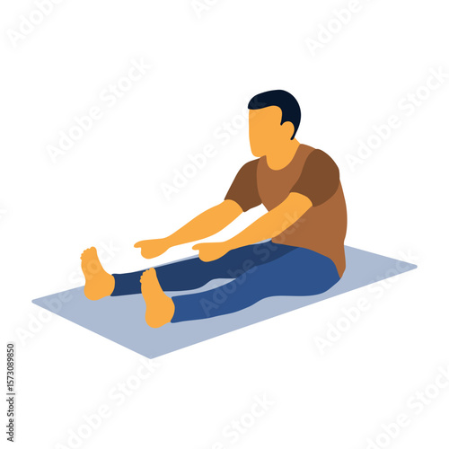 Man Stretching Legs Illustration on Exercise Mat