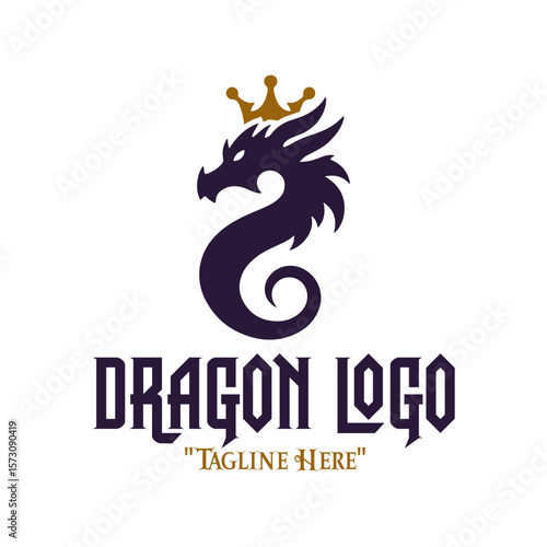 Wallpaper Mural Creative Dragon Logo in Purple with Golden Crown for Fantasy and Royal Branding
 Torontodigital.ca