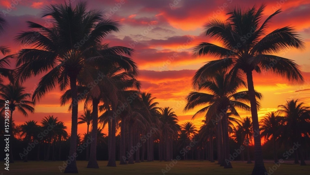 Obraz premium palm trees at sunset