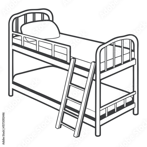 Simple bed outline, great for sleep, comfort, or bedroom interior designs on a white background.