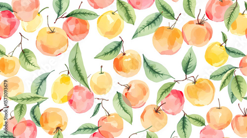 Watercolor background pattern mango on white background